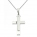 Λευκόχρυσος μασίφ βαπτιστικός σταυρός Κ14 με αλυσίδα